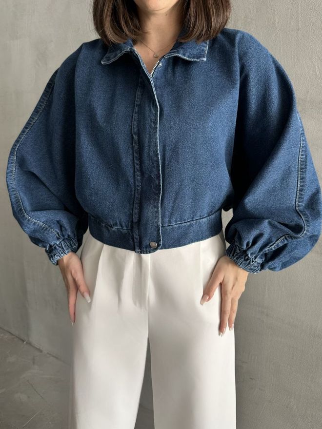 Fiori Modra Jakna Oversized S Netopirimi Rokavi In Ovratnikom S Točko Oblačila na debelo Padec