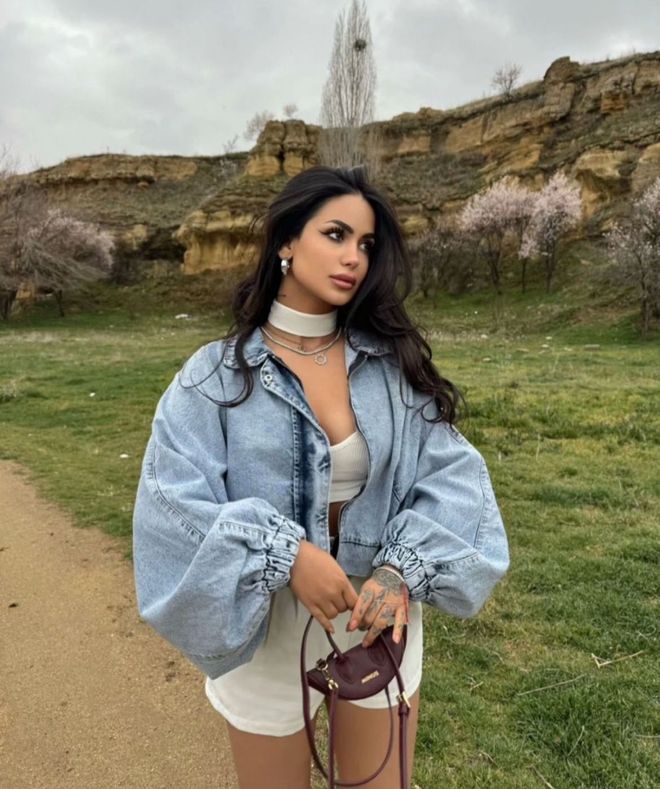 Fiori Blue Casual Oversized Fit Overshirt Jacket Wholesale Clothing Casual