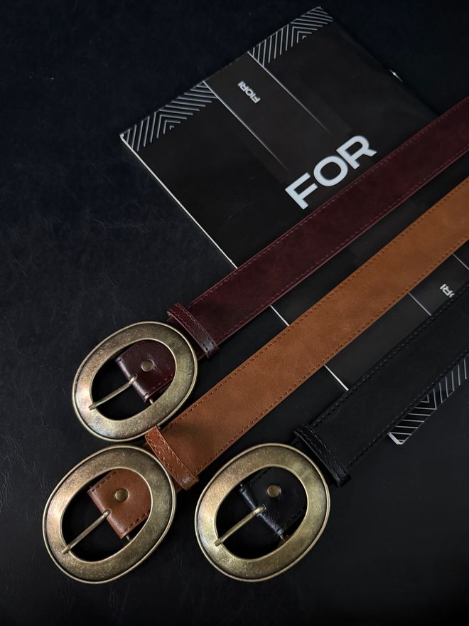 Fiori Calças Femininas Com Fivela Oval De Couro Sintético Cinto Jaqueta Cinto Cinto Social Roupas por atacado Casual