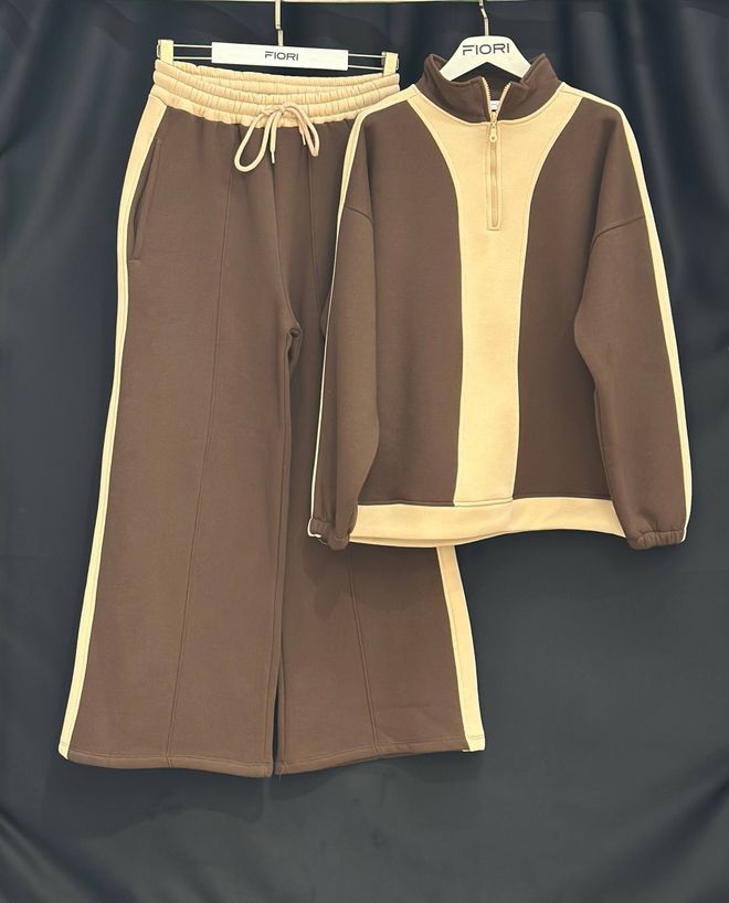 Fiori Tuta Marrone Con Design A Blocchi Di Colore Abbigliamento all'ingrosso 1