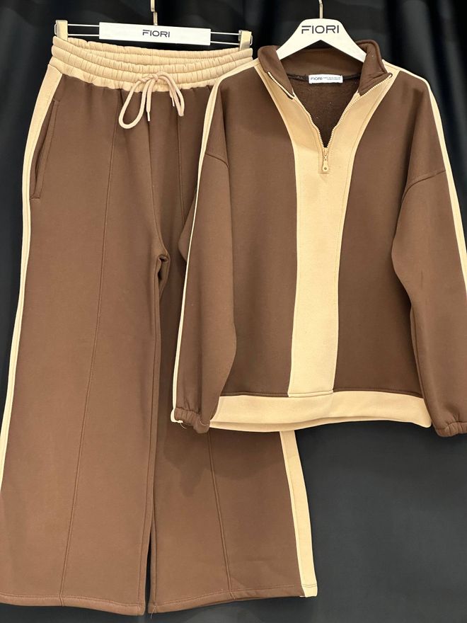 Fiori Tuta Marrone Con Design A Blocchi Di Colore Abbigliamento all'ingrosso Da cocktail