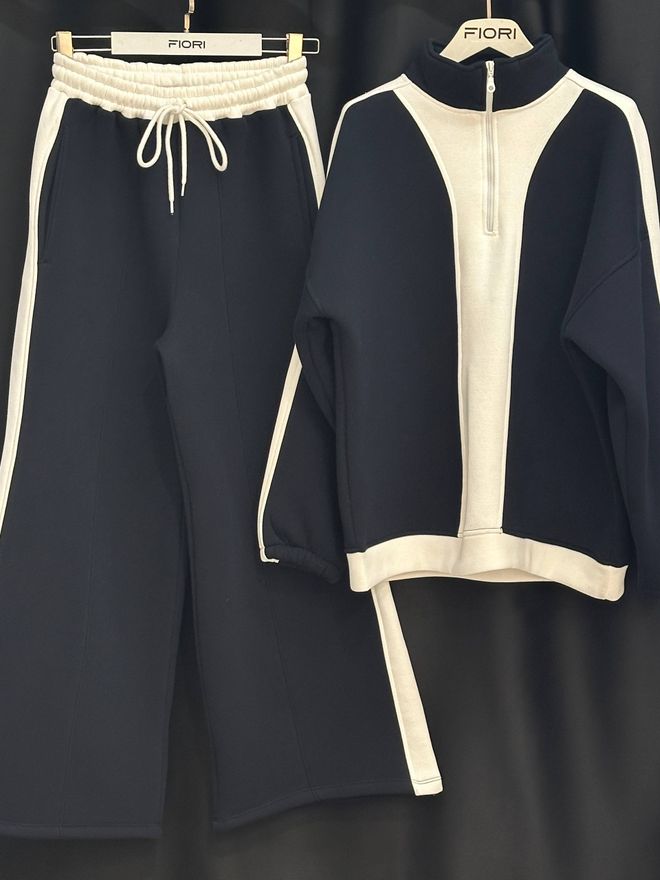 Fiori Tuta Nera Con Collo Con Cappuccio E Cerniera Abbigliamento all'ingrosso 1