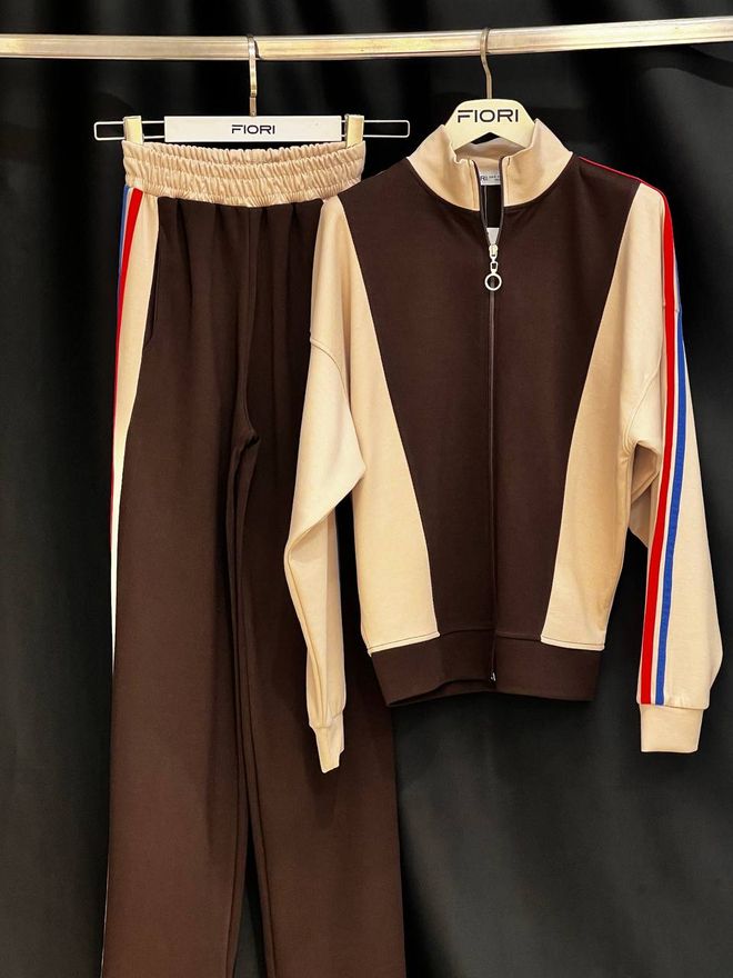 Fiori Αθλητική Φόρμα Καφέ Με Colour Block Και Φερμουάρ Χονδρικό εμπόριο ενδυμάτων Casual