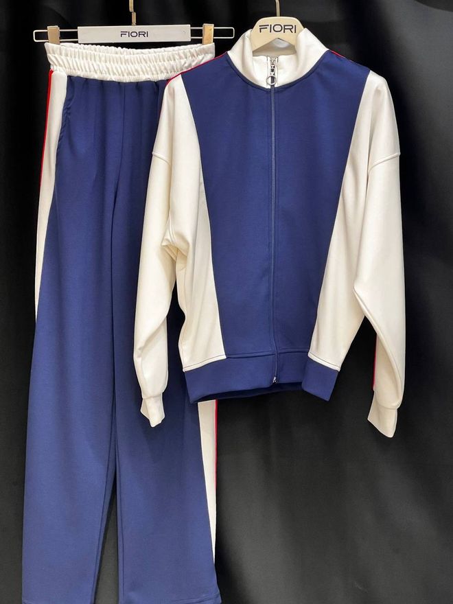 Fiori Μπλε Αθλητική Φόρμα Με Φερμουάρ Και Παντελόνι Τζόγκερ Χονδρικό εμπόριο ενδυμάτων Casual
