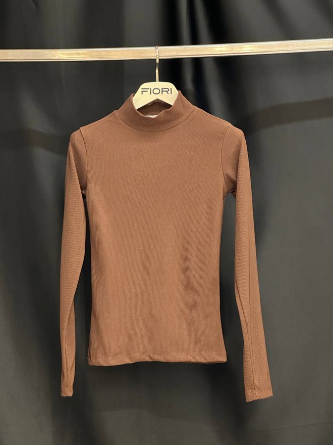 Fiori Καφέ Στενή Κοντομάνικη Μπλούζα Με Casual Κομψό Και Απλό Στυλ Χονδρικό εμπόριο ενδυμάτων Casual