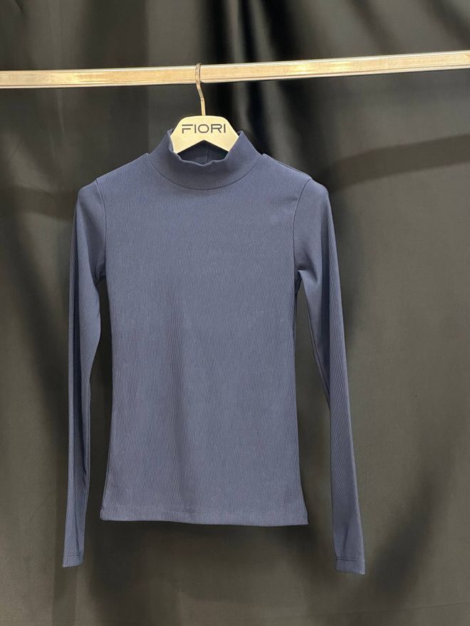 Fiori Μπλούζα Μπλε Μαρέν Με Λαιμό Χελώνας Και Μακριά Μανίκια Χονδρικό εμπόριο ενδυμάτων Casual