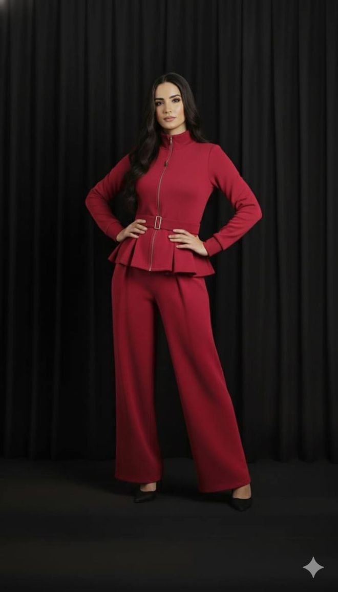 Fiori Vermelho Clarete Formal Elegante Glamoroso Fato Roupas por atacado Casual