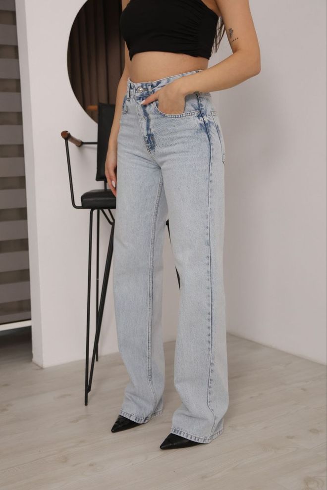 Fiori Vaqueros Azules Mom Con Cintura Alta Y Pierna Recta Ropa al por mayor 1