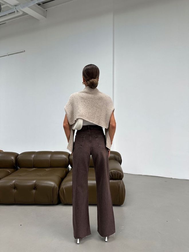 Fiori Jeans Marrone Mom Con Vita Alta E Gamba Larga Abbigliamento all'ingrosso Casuale