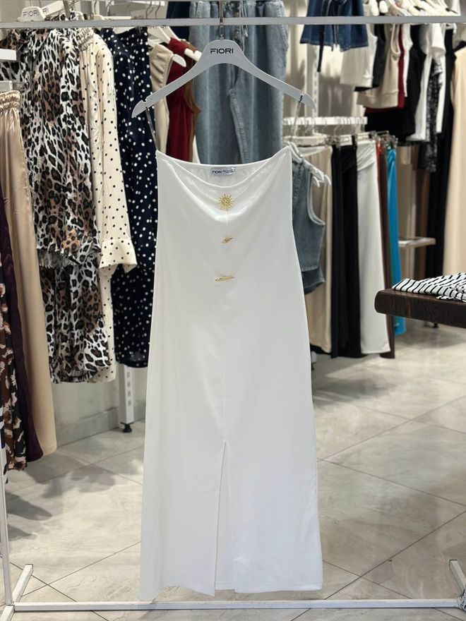 Fiori أبيض فستان جنسي رائع رسمي بريق ينزلق ملابس بالجملة غير رسمي