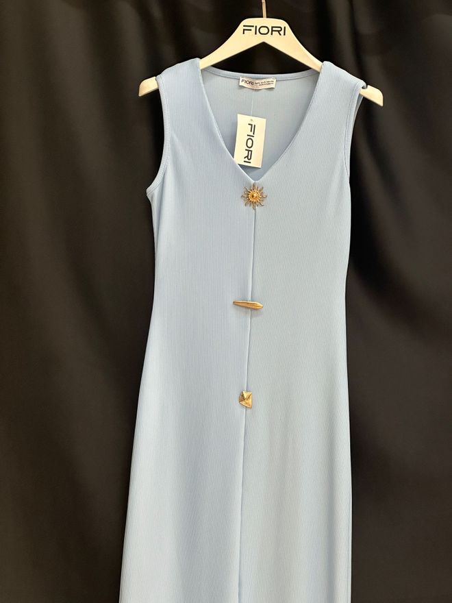 Fiori Синя Елегантна Рокля Тип Бодикон С Къси Ръкави Дрехи на едро Официален