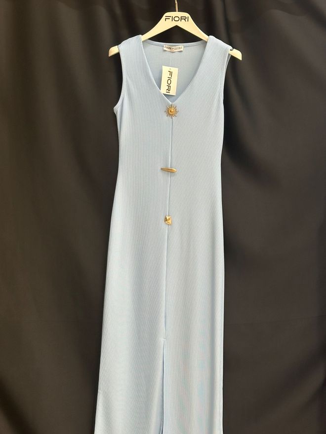 Fiori Синя Елегантна Рокля Тип Бодикон С Къси Ръкави Дрехи на едро Вечерни