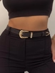 A wholesale clothing model wears fio10052-bridge-buckle-end-suit-women's-belt, Turkish wholesale  of 