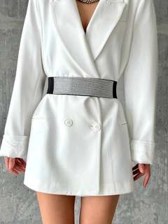 A wholesale clothing model wears FIO10022 - Stone Elastic Jacket Shirt Pants Dress Belt, Turkish wholesale Belt of Fiori