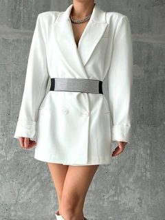 A wholesale clothing model wears FIO10022 - Stone Elastic Jacket Shirt Pants Dress Belt, Turkish wholesale Belt of Fiori