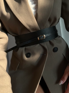 A wholesale clothing model wears fio10114-front-long-waist-belt, Turkish wholesale Belt of Fiori