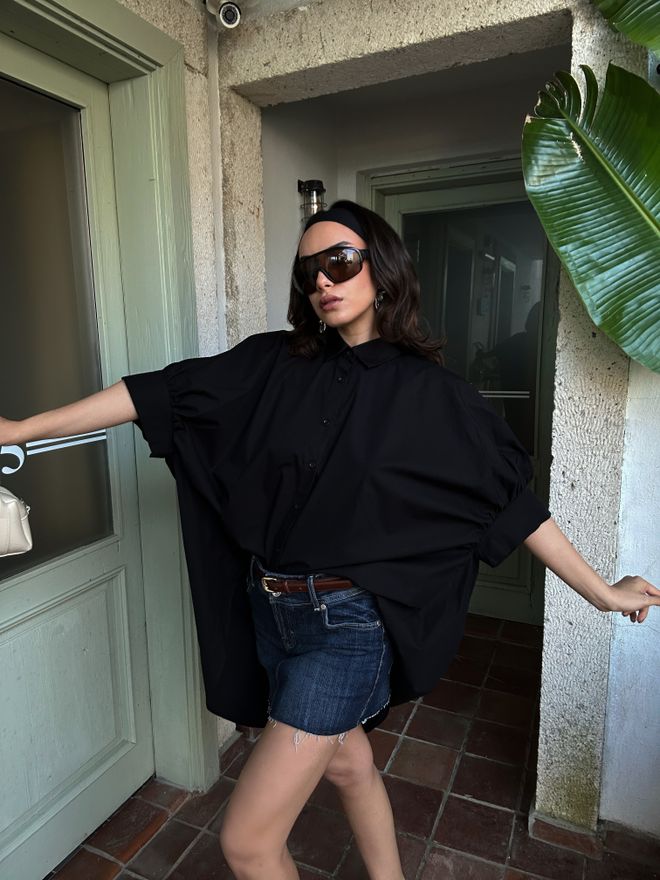 First Angels Czarna Niestandardowa Sukienka Koszulowa Z 100% Bawełny 29064 Hurtowa sprzedaż odzieży Formalny