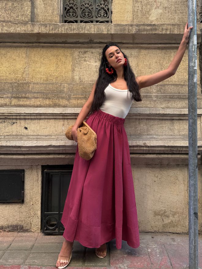 First Angels Burgundy 100% Modal Long Skirt 29078 Wholesale Clothing Birthday