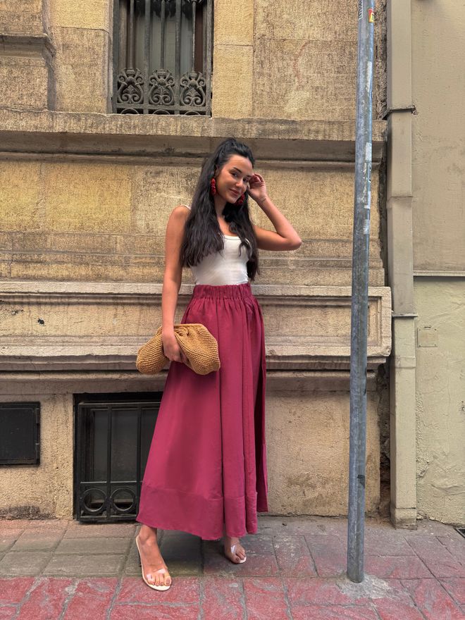 First Angels Burgundy 100% Modal Long Skirt 29078 Wholesale Clothing Elegant