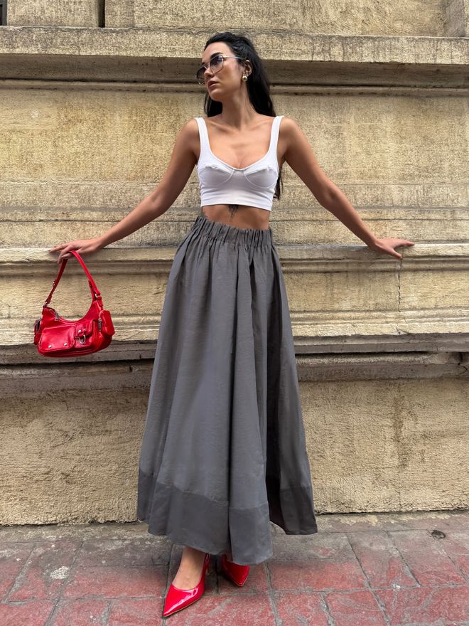 First Angels Anthracite 100% Modal Long Skirt 29078 Wholesale Clothing Beach