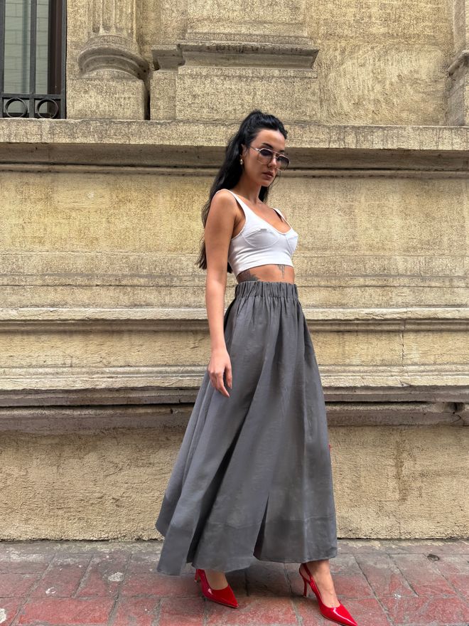 First Angels Anthracite 100% Modal Long Skirt 29078 Wholesale Clothing Summer