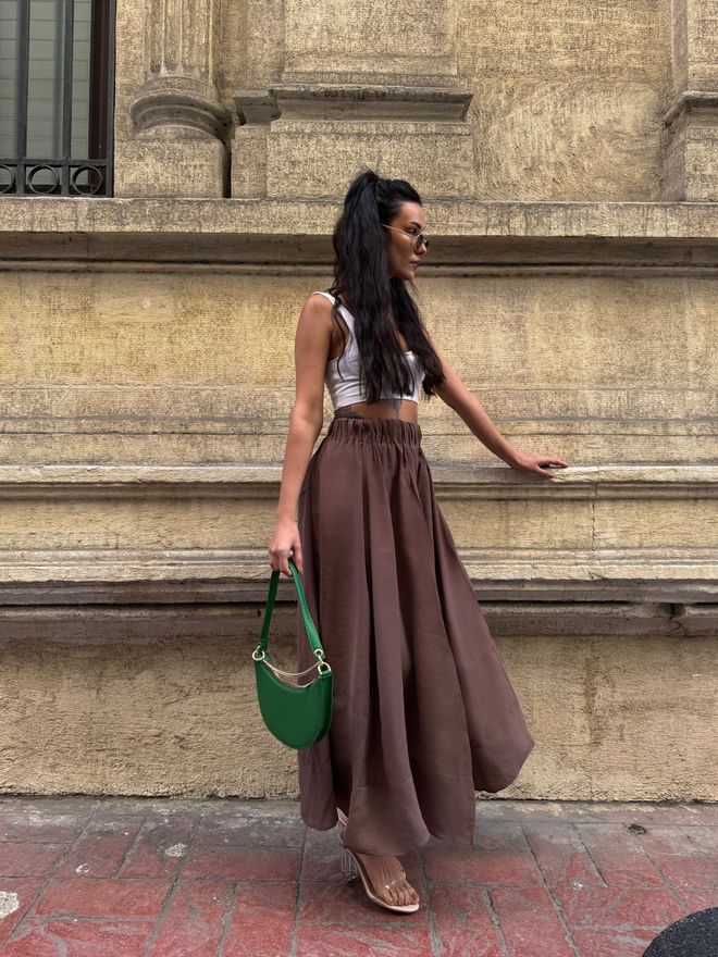 First Angels Brown 100% Modal Long Skirt 29078 Wholesale Clothing Summer