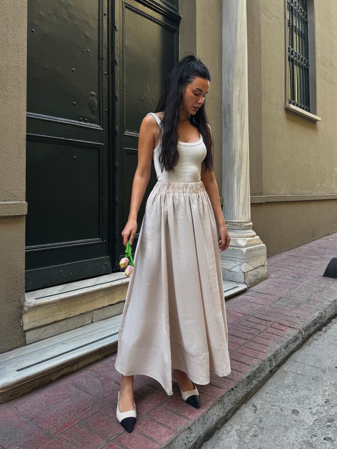 First Angels Stone 100% Modal Long Skirt 29078 Wholesale Clothing Elegant