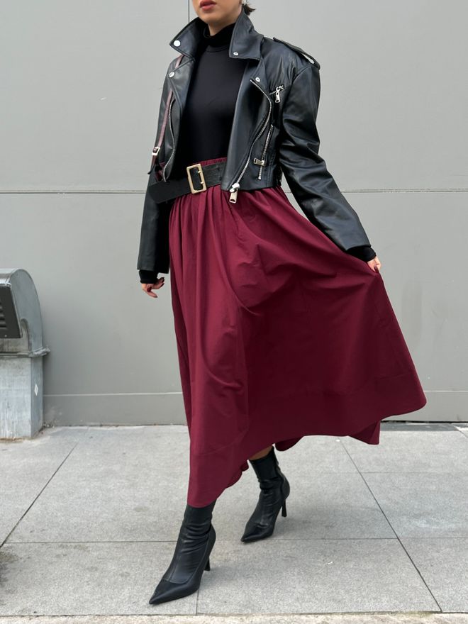 First Angels Gonna Lunga In Popeline Bordeaux Con Elastico In Vita 27321 Abbigliamento all'ingrosso Cotone