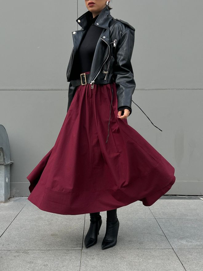 First Angels Gonna Lunga In Popeline Bordeaux Con Elastico In Vita 27321 Abbigliamento all'ingrosso Elegante