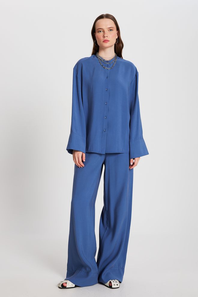 First Angels Indigo Set Van 100% Modaal Hemd En Broek Met Onderkant/bovenkant 29137 Groothandel Kleding Casual