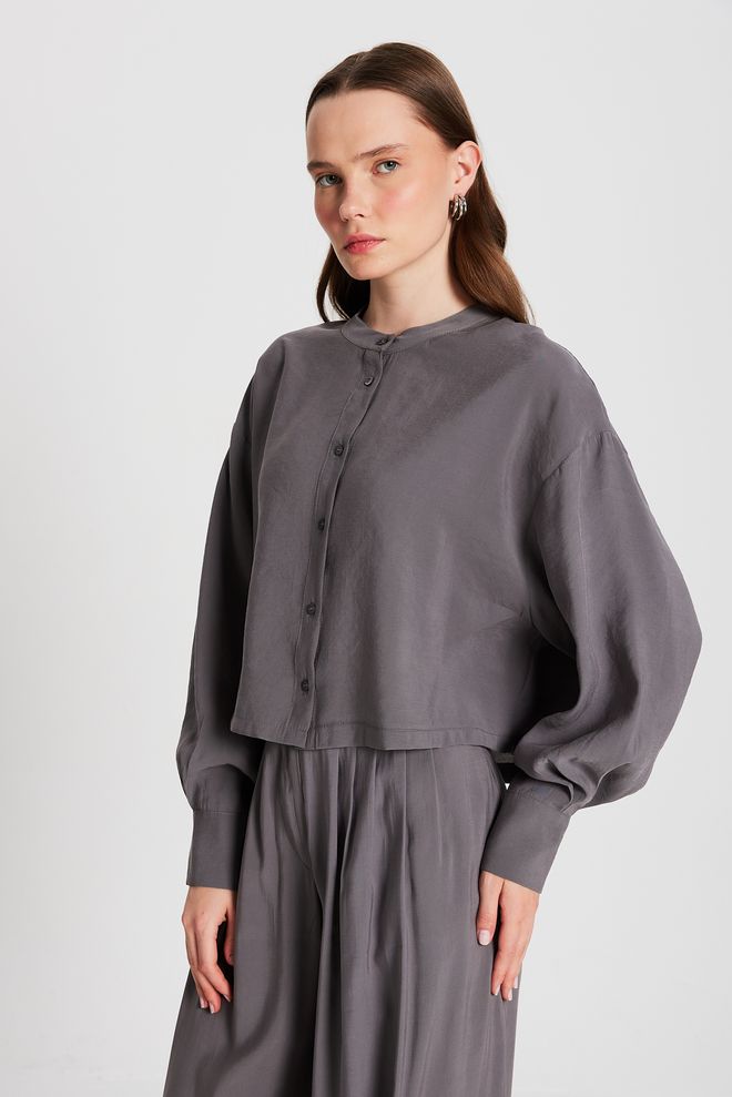 First Angels Anthracite 100% Modal Dominant Collar Short Shirt 29147 Wholesale Clothing 4