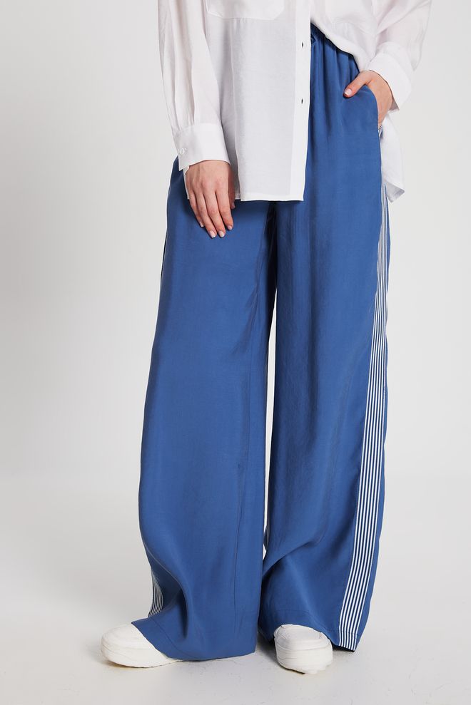 First Angels Indigo 100% Modal Loose Fit Side Striped Pants 29139 Wholesale Clothing Casual
