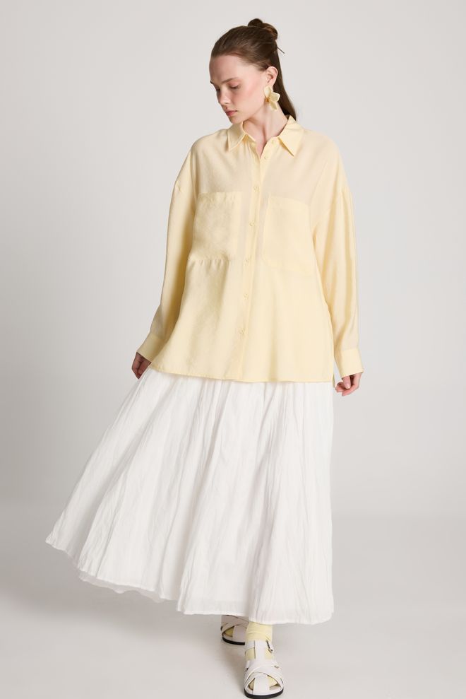 First Angels Camicia Gialla Casual Elegante Abbigliamento all'ingrosso Modesto