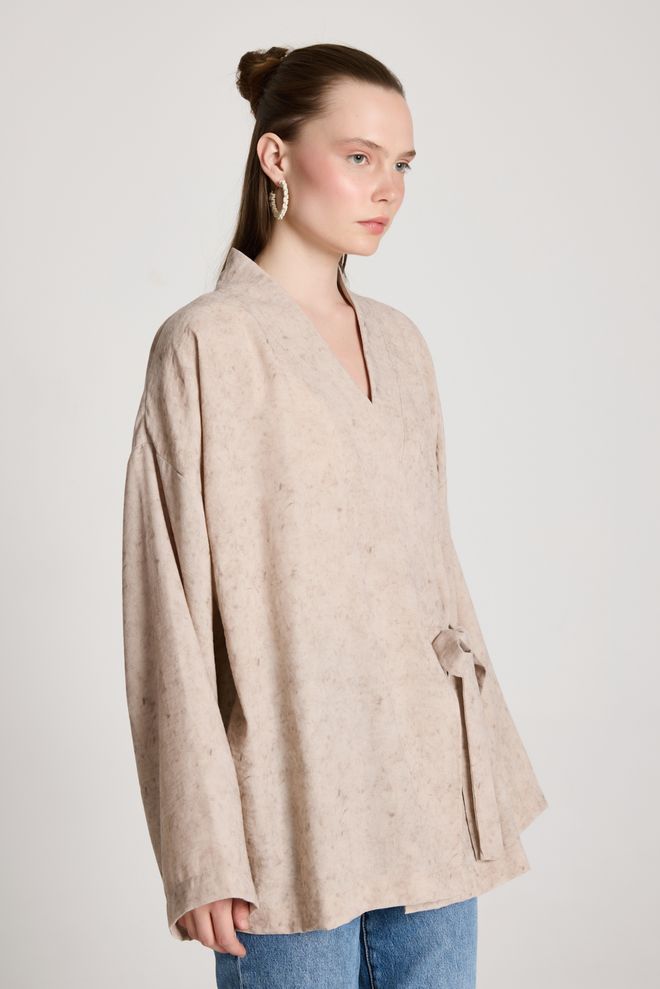 First Angels Kimono Beige Ethnique Modeste Décontracté Élégant Vêtements en gros Lounge