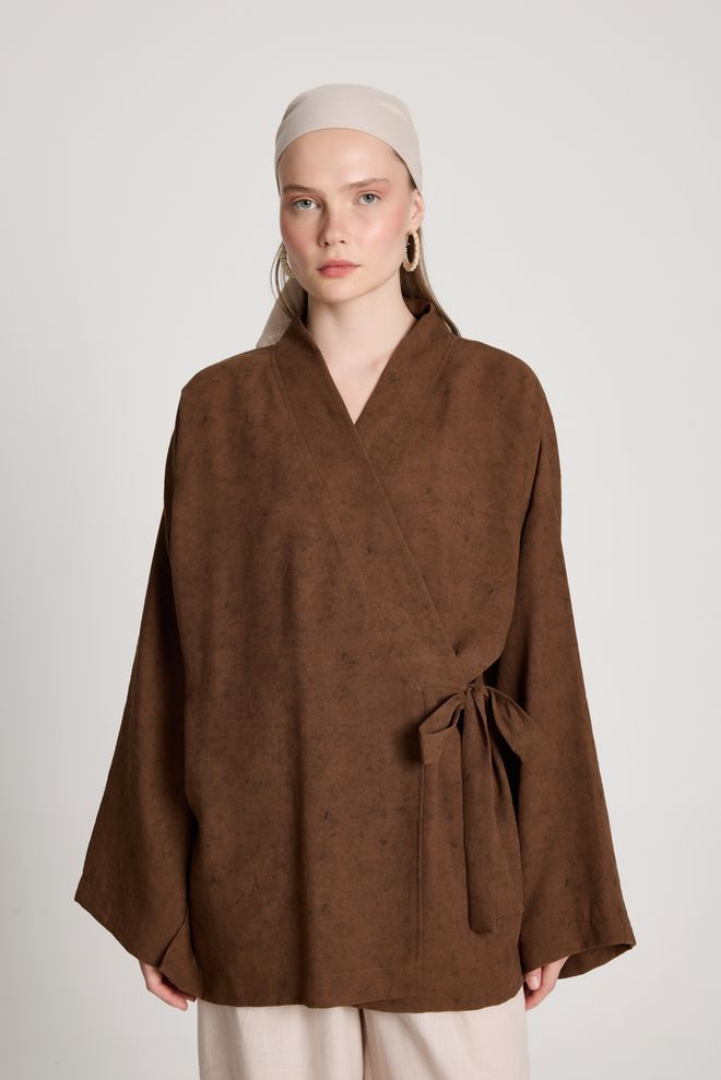 First Angels Kimono Brun Ethnique Décontracté Élégant Modeste Vêtements en gros 1