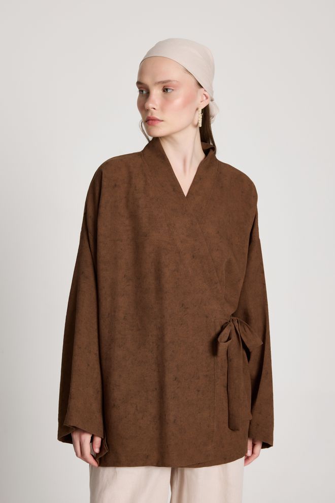 First Angels Kimono Brun Ethnique Décontracté Élégant Modeste Vêtements en gros Lounge