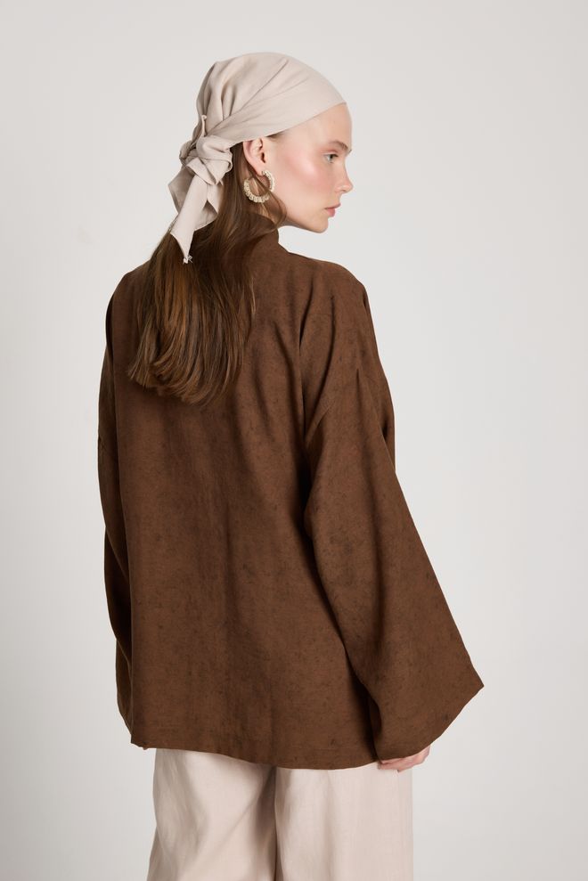 First Angels Kimono Brun Ethnique Décontracté Élégant Modeste Vêtements en gros Été