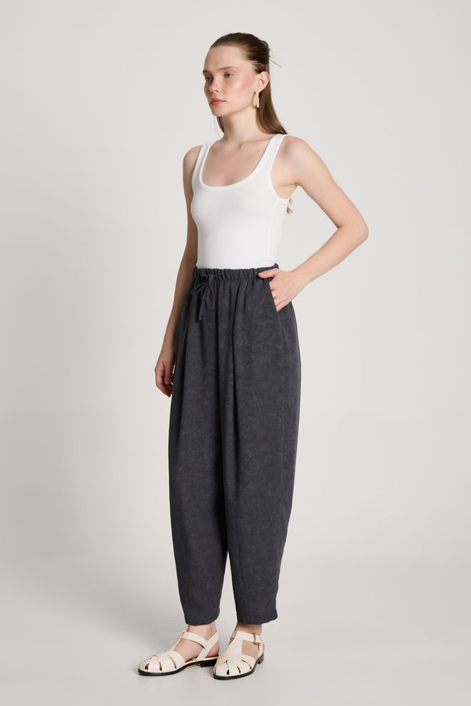 First Angels Grey Casual Boho Jogger Pants With Balloon Leg Wholesale Clothing Casual