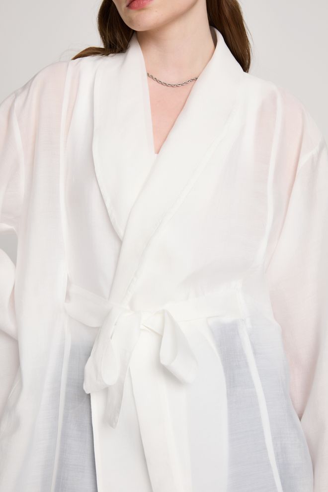 First Angels Alb Kimono Cu Decolteu Șal Și Închidere Cu Cravată Îmbrăcăminte cu ridicata 5