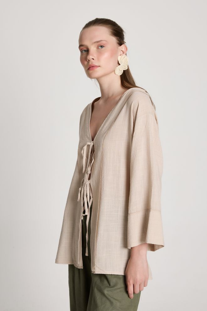 First Angels Béžové Kimono Vo Voľnom Strihu S V výstrihom Veľkoobchod s oblečením 1