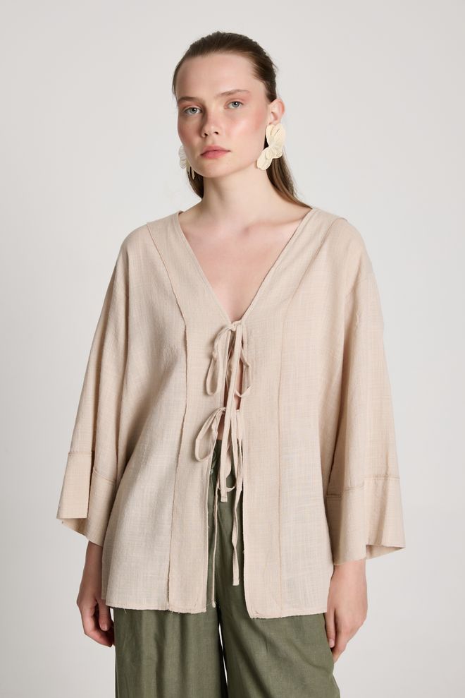 First Angels Béžové Kimono Vo Voľnom Strihu S V výstrihom Veľkoobchod s oblečením 5