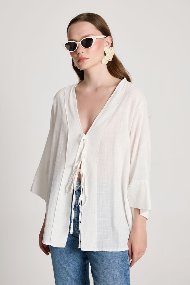 First Angels White Kimono Casual Boho Ethnic Elegant Style Wholesale Clothing Modest