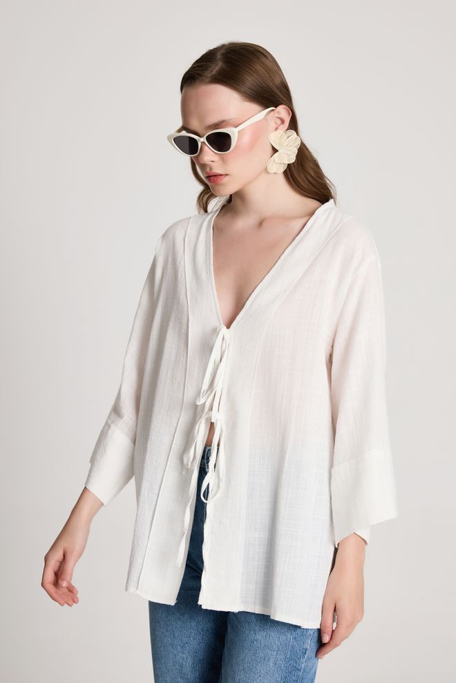 First Angels Biele Kimono Bežný Boho Etnický Elegantný Štýl Veľkoobchod s oblečením Pláž