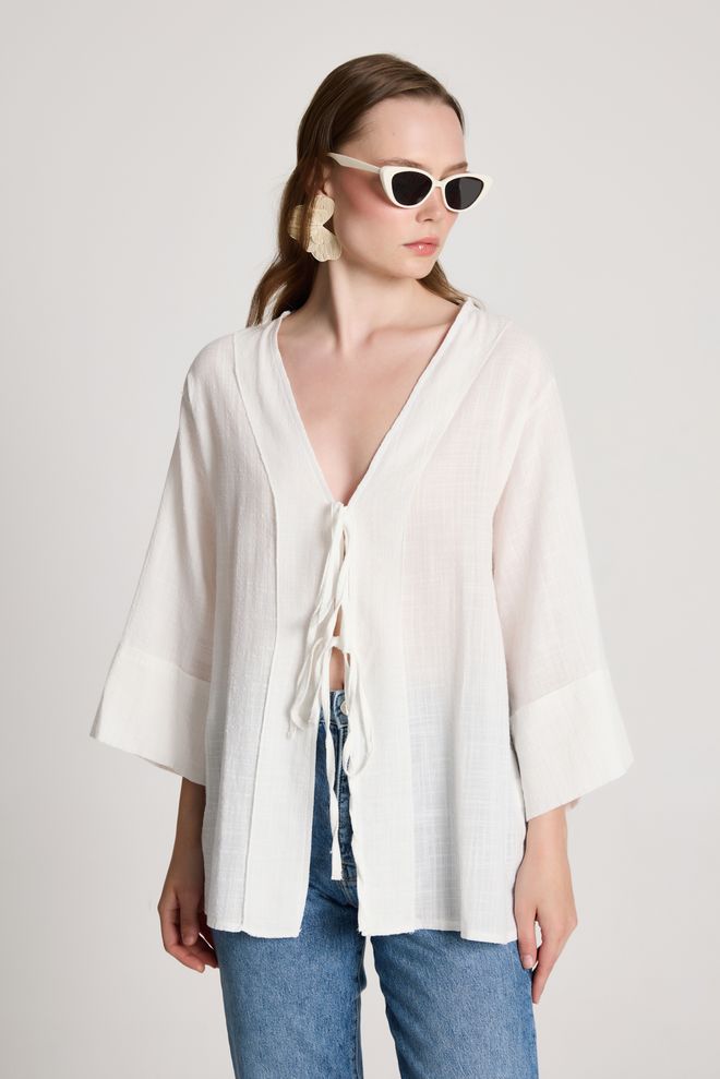 First Angels Biele Kimono Bežný Boho Etnický Elegantný Štýl Veľkoobchod s oblečením Leto