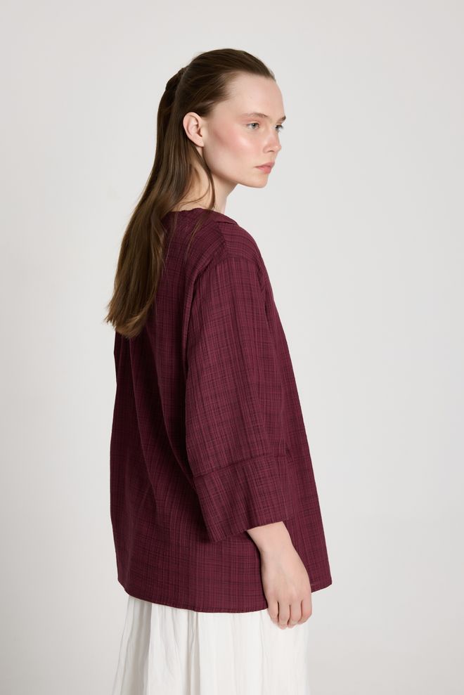 First Angels Кимоно Бордо С Уголемена Кройка И Връзка Дрехи на едро 5