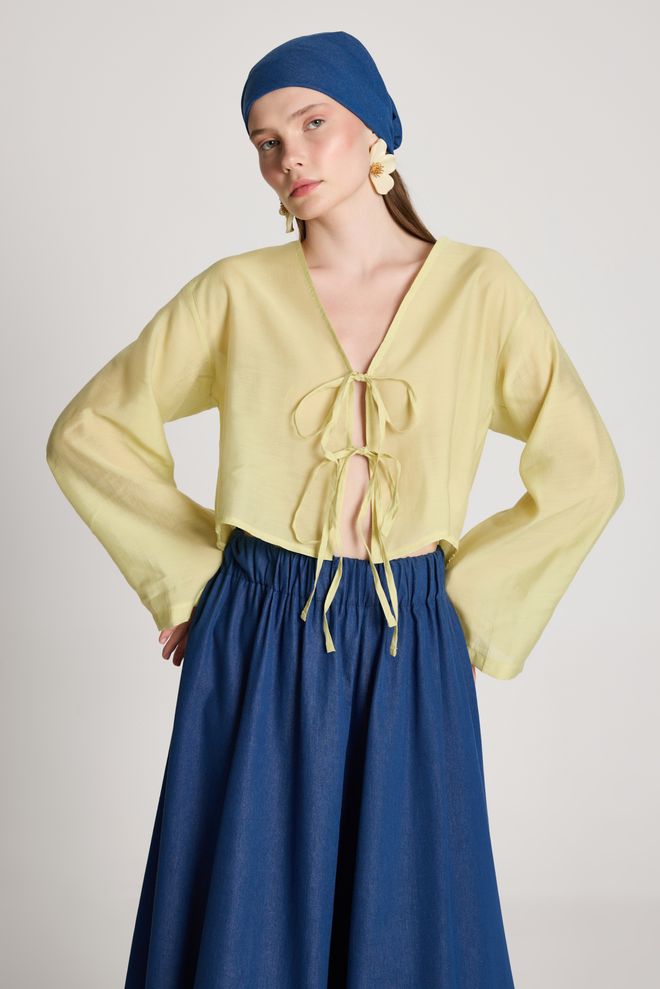 First Angels Yellow Kimono Ethnic Boho Elegant Long Sleeve Tie Wholesale Clothing Casual