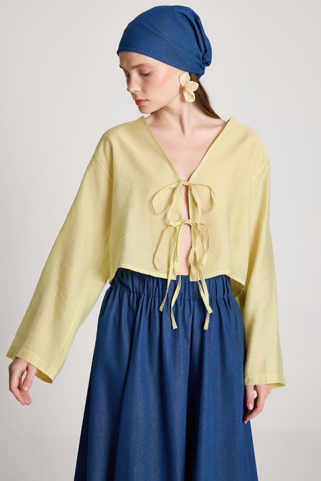 First Angels Yellow Kimono Ethnic Boho Elegant Long Sleeve Tie Wholesale Clothing Boho