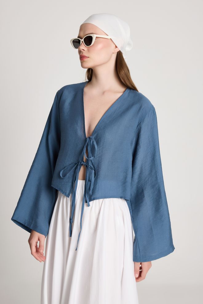 First Angels Плави Етнички Неформалан Кимоно Велепродаја одеће Лоунге