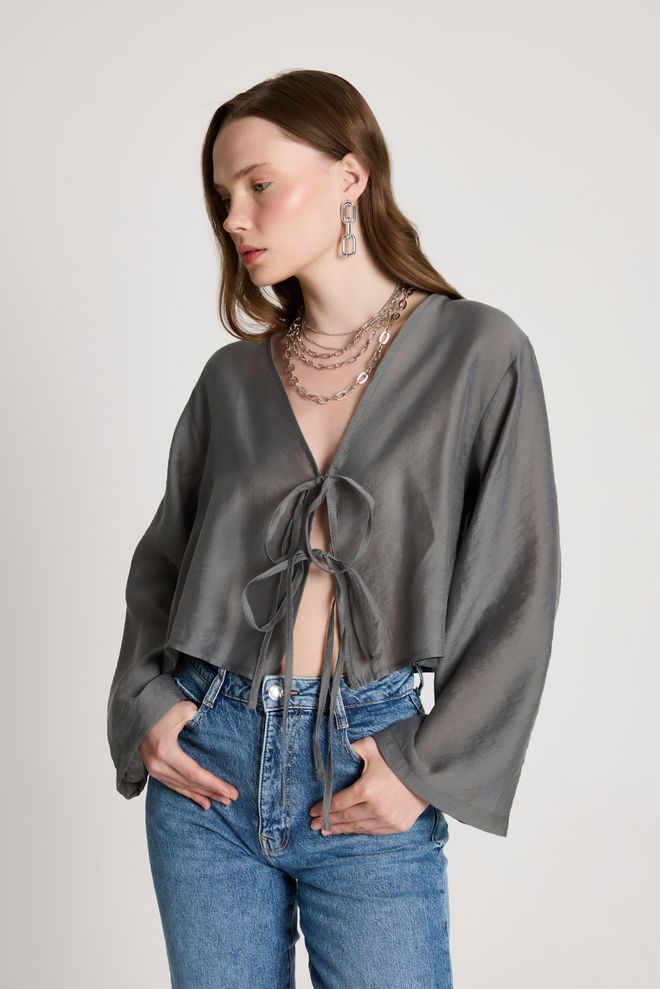 First Angels Grey Casual Elegant Boho Kimono Wholesale Clothing Casual