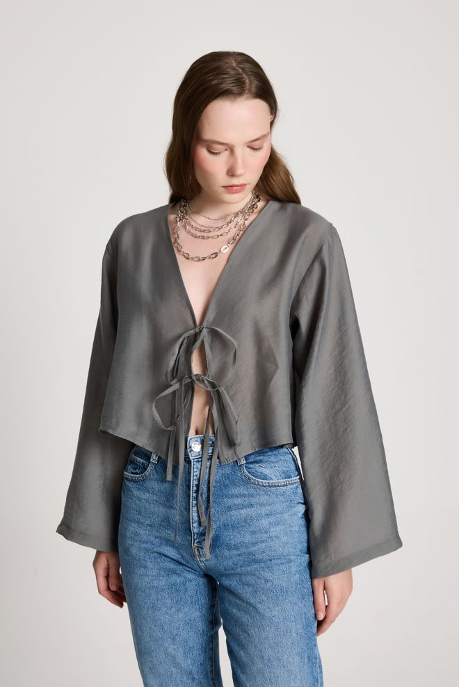 First Angels Grey Casual Elegant Boho Kimono Wholesale Clothing Summer